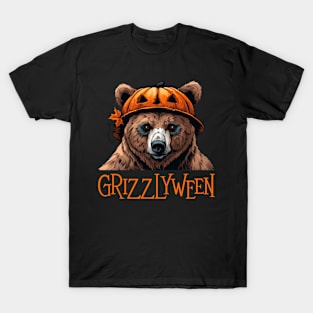 Grizzly with Pumpkin Head - Grizzly Bear Halloween T-Shirt